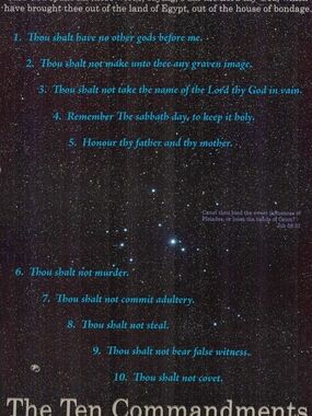 The Ten Commandments Poster in Teal on Starry Background